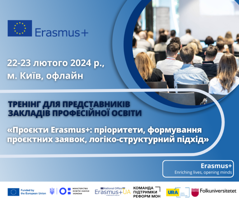 Тренінг для представників закладів професійної освіти «Проєкти Erasmus+